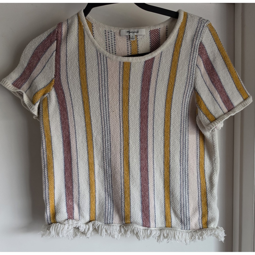 Madewell Striped T-Shirt Size S Women Short Sleeve Round Neck Multicolor Boho